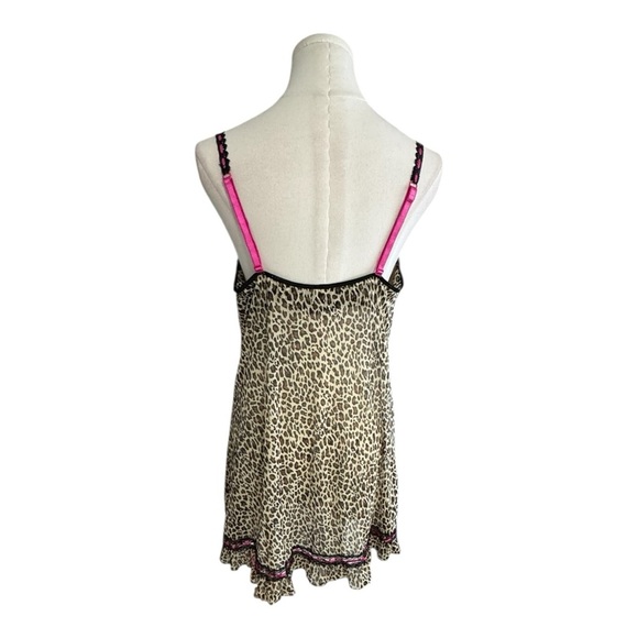 RAMPAGE Vintage Animal Print Cheetah Brown Pink Lace Trim Mesh Slip Dress 2X XL - Picture 2 of 8